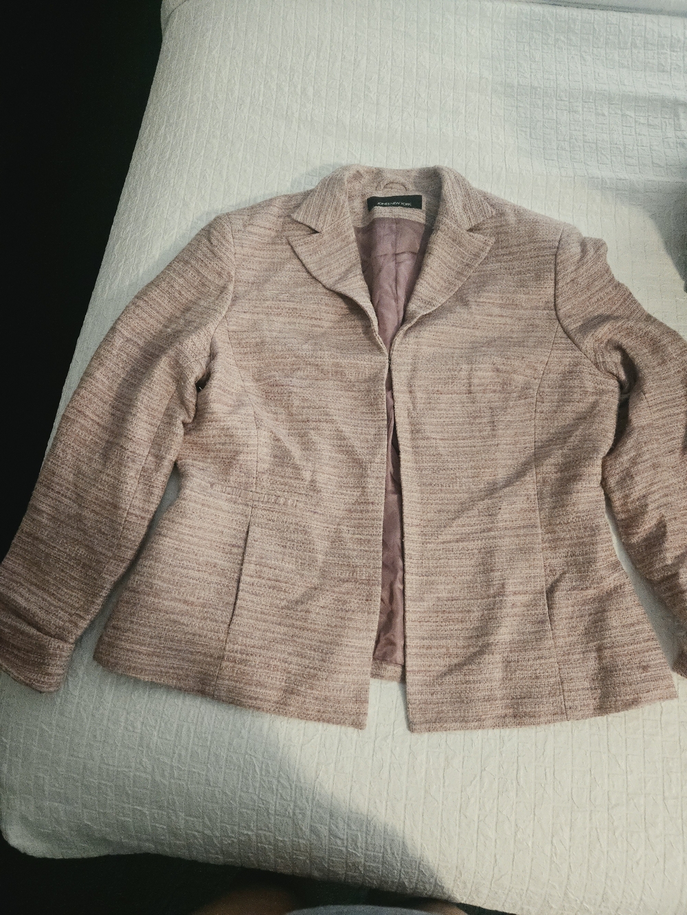 Jones New York Blush Pink Textured Open-Front Blazer